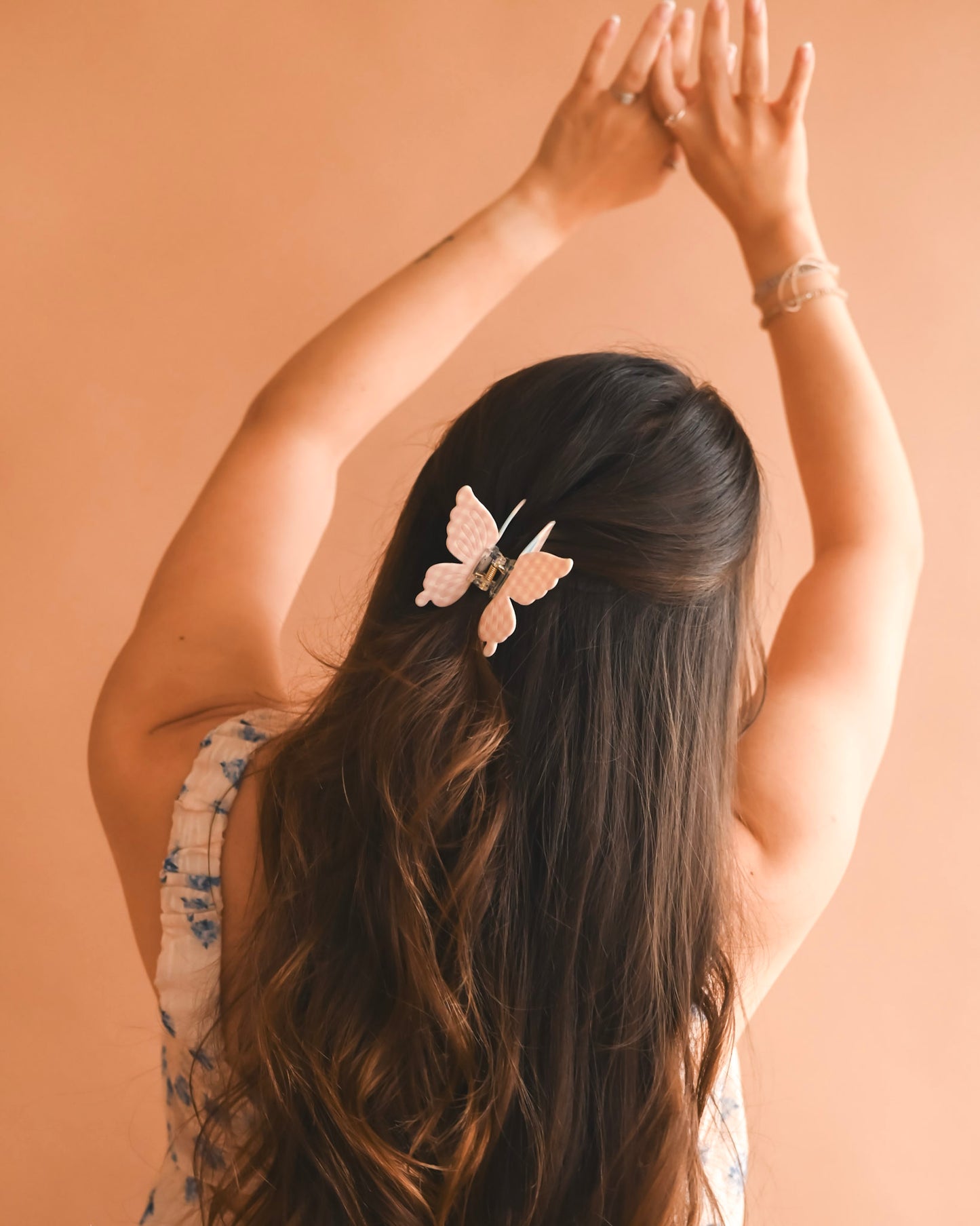 Gingham Girl Butterfly Claw Clip