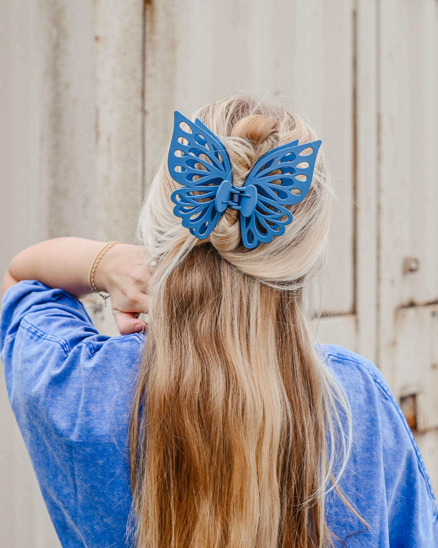 Denim Blue Jumbo Butterfly Claw Clip