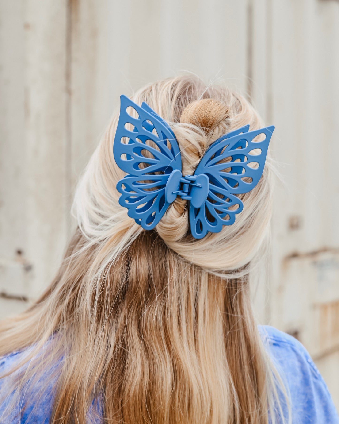 Denim Blue Jumbo Butterfly Claw Clip