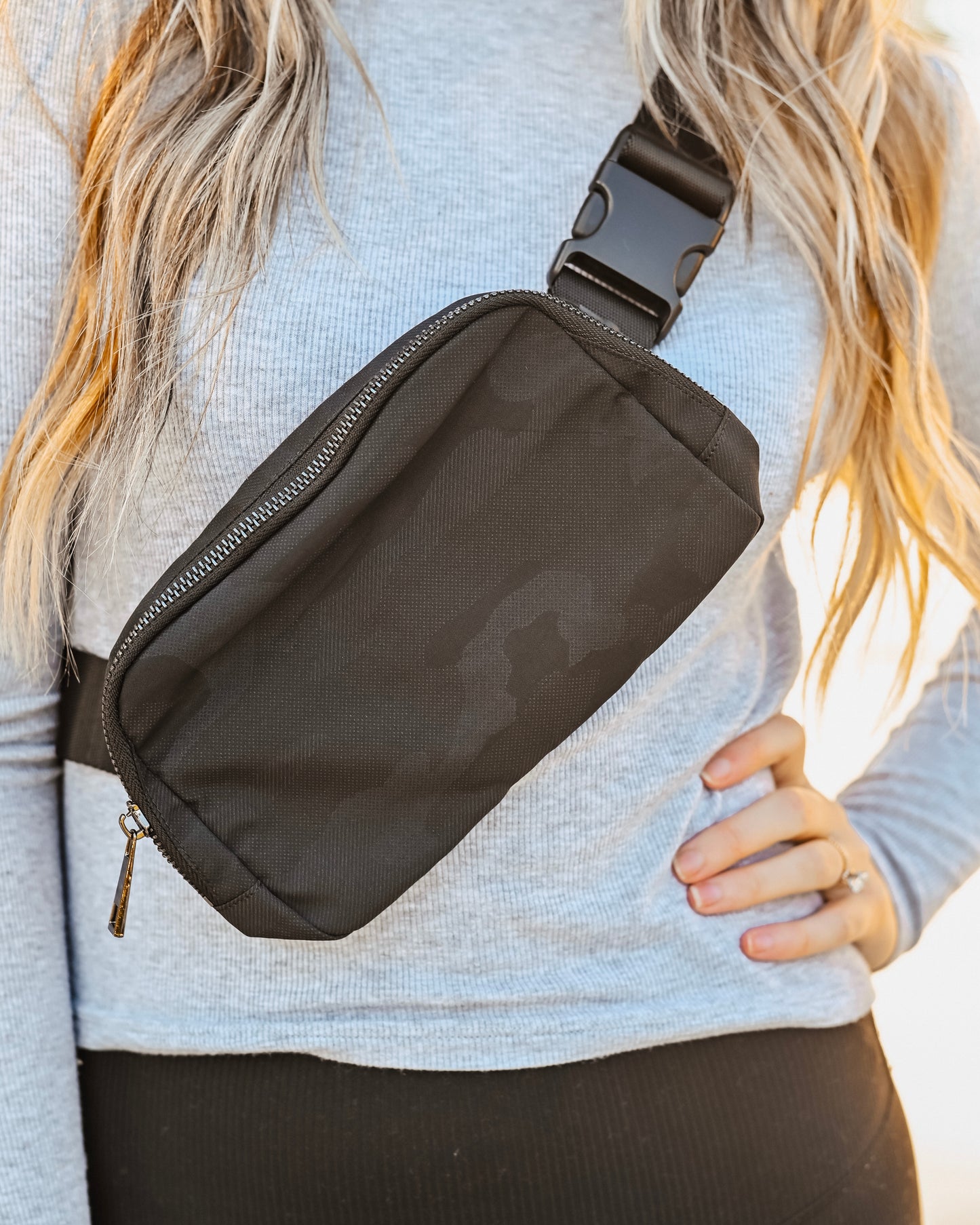 Black Camouflage Belt Bag