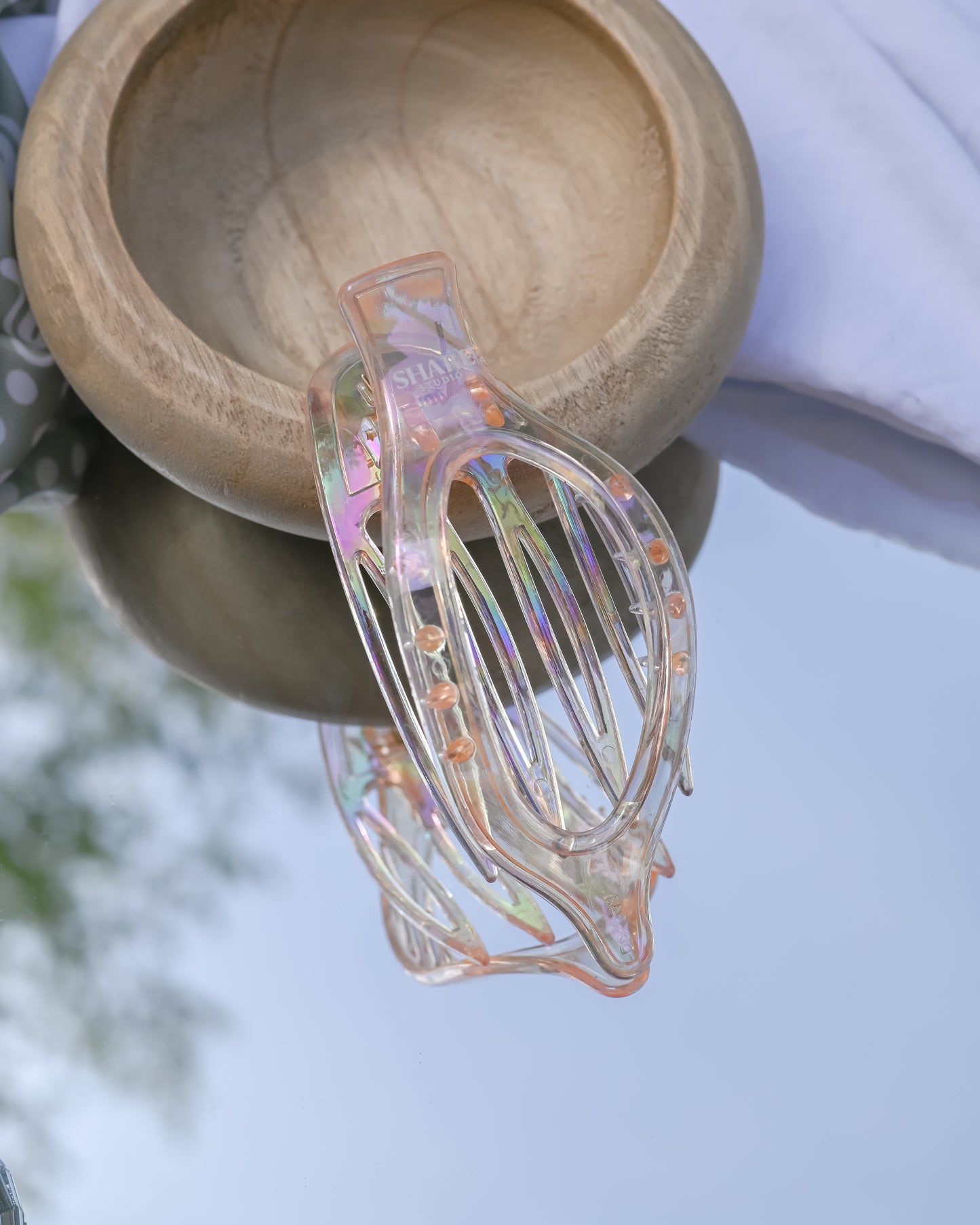 Peachy Iridescent Holographic Lay Flat Wide