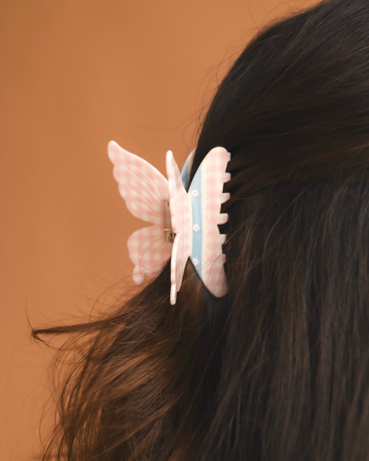 Gingham Girl Butterfly Claw Clip