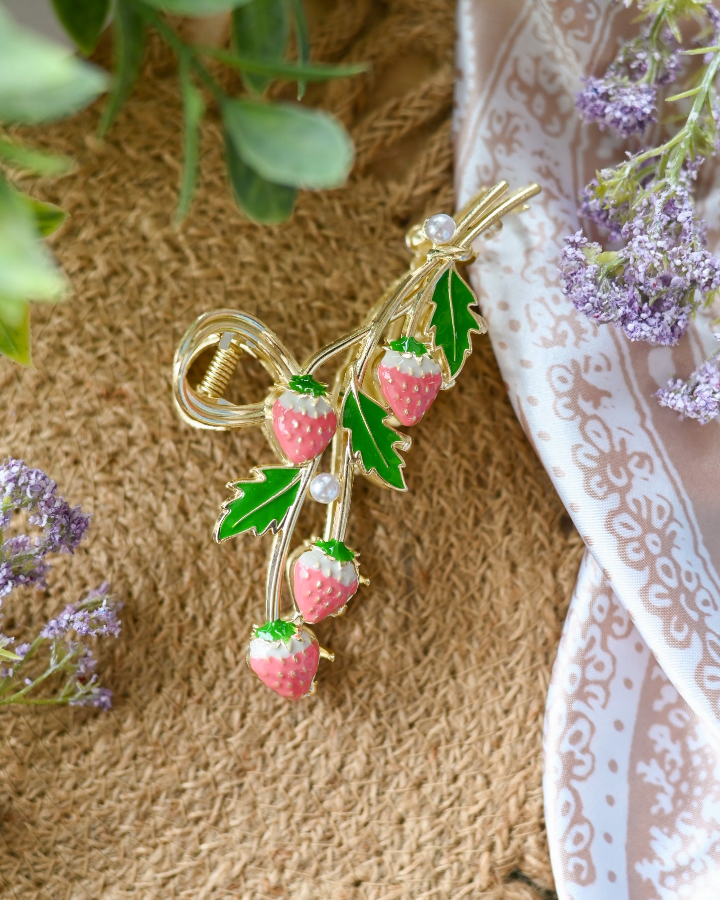 Strawberry Vine Alloy Claw Clip