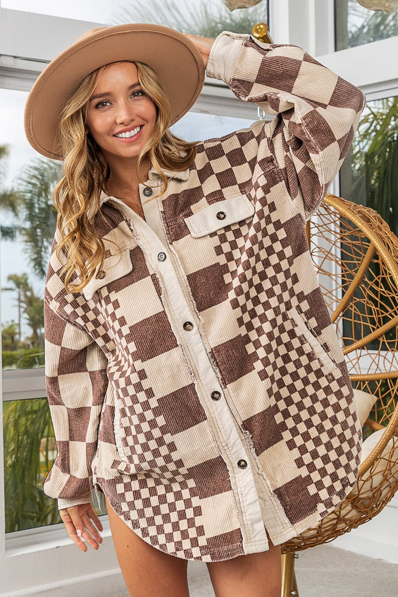 Race Track Oversized Corduroy Shacket