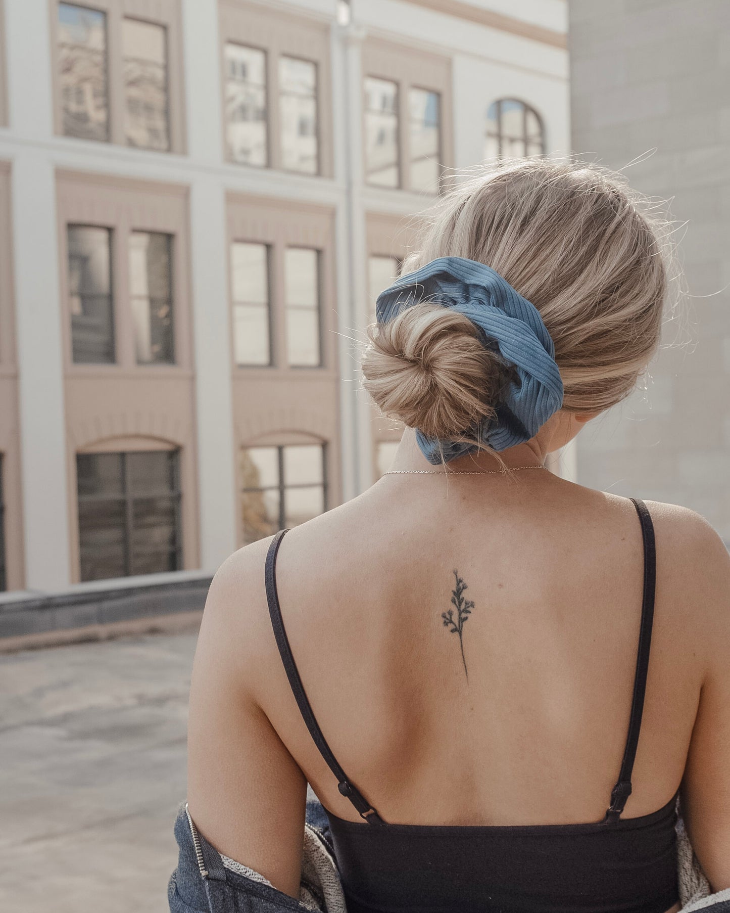 Laguna Blue Ribbed Knit XL Scrunchie