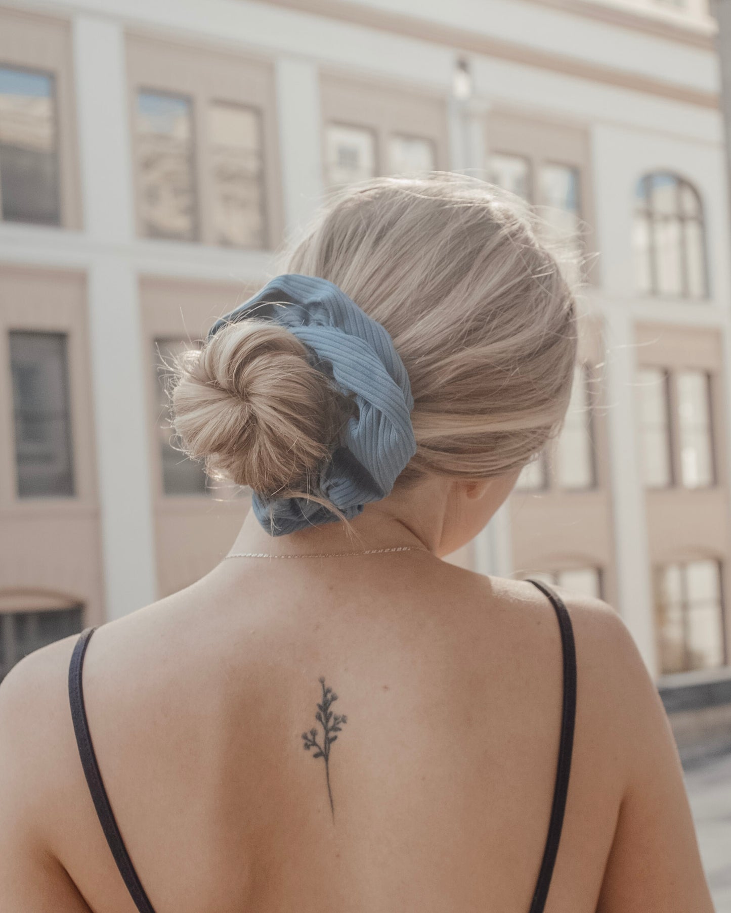 Laguna Blue Ribbed Knit XL Scrunchie