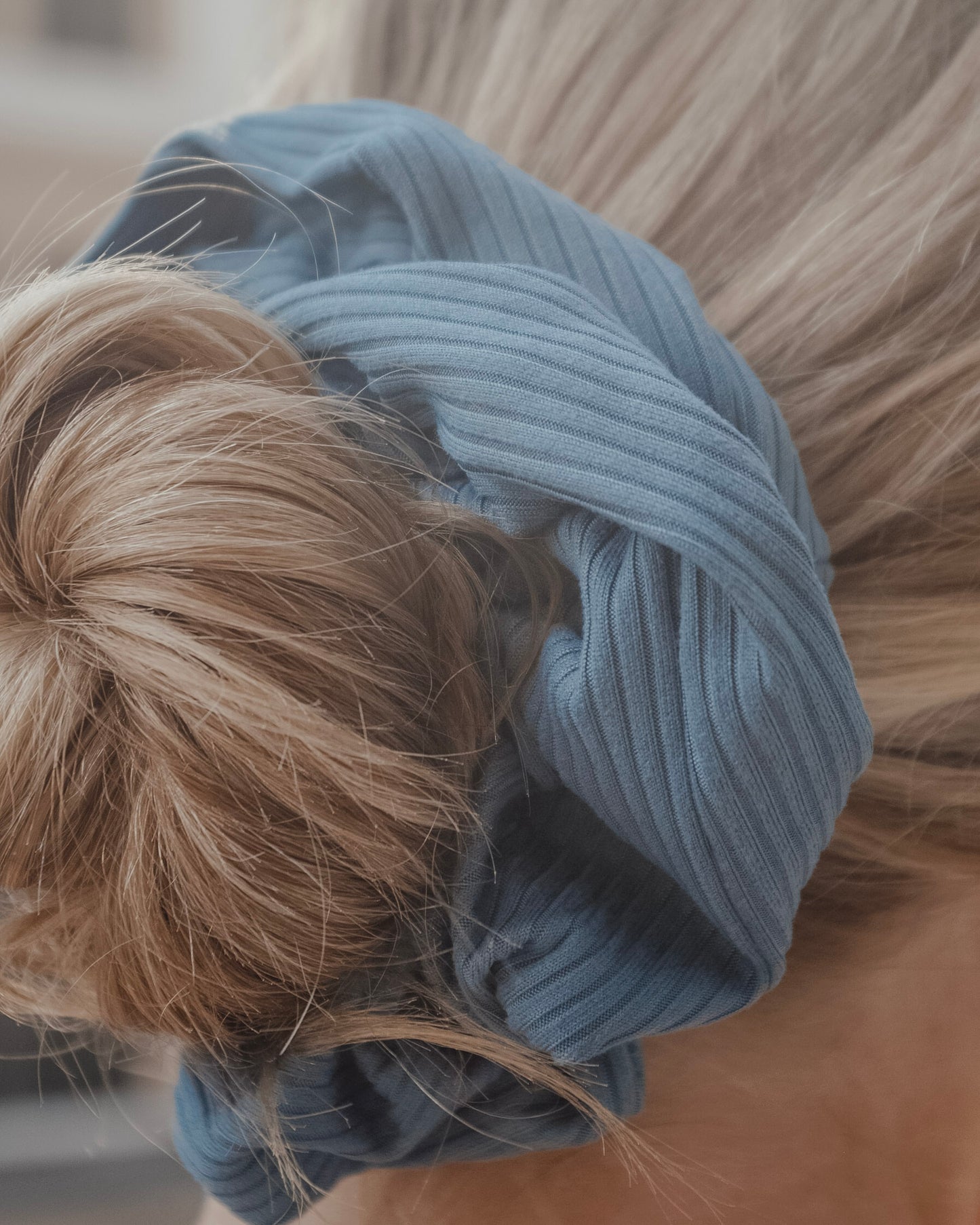 Laguna Blue Ribbed Knit XL Scrunchie
