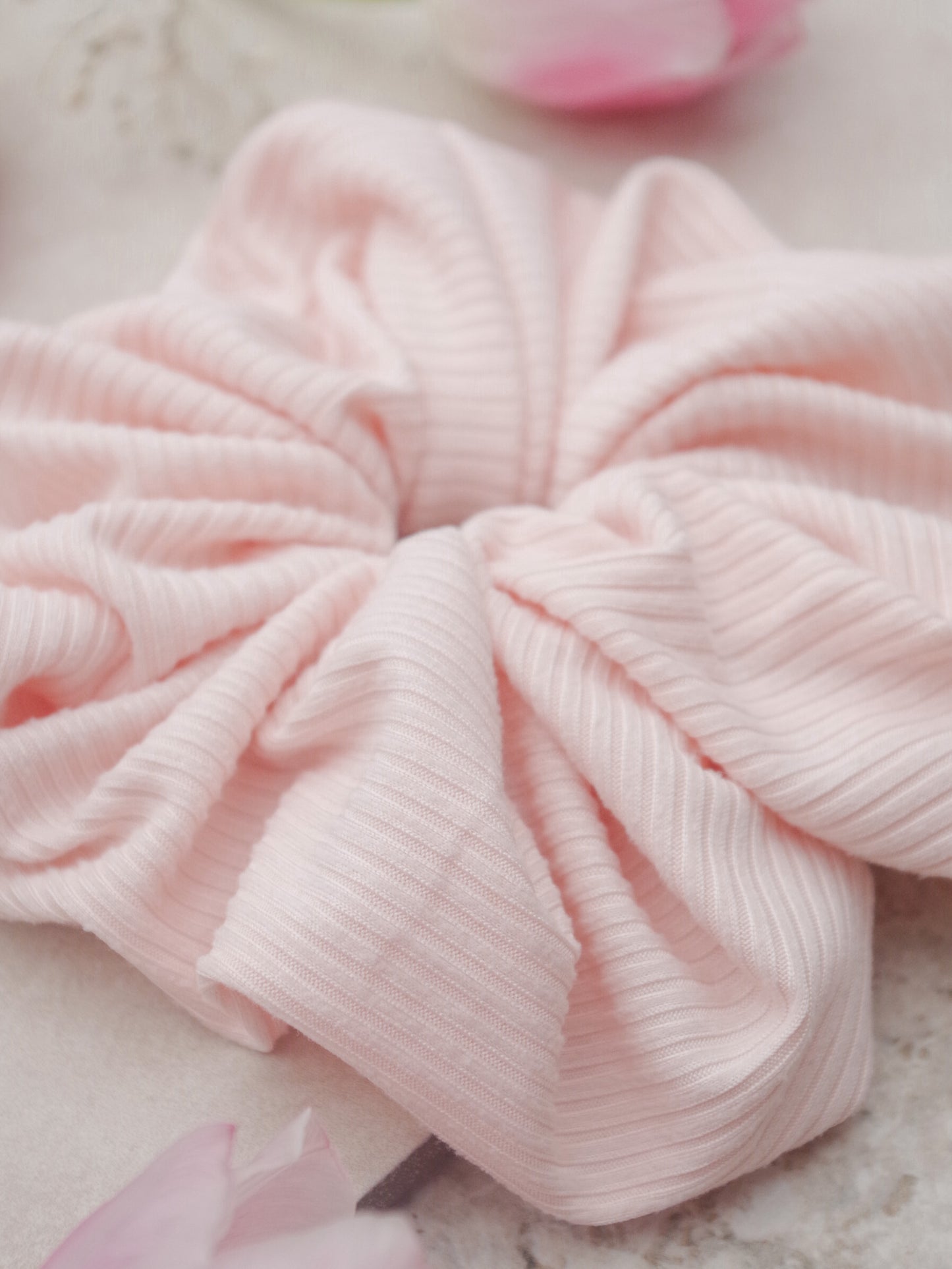 Baby Pink Ribbed Knit Scrunchie