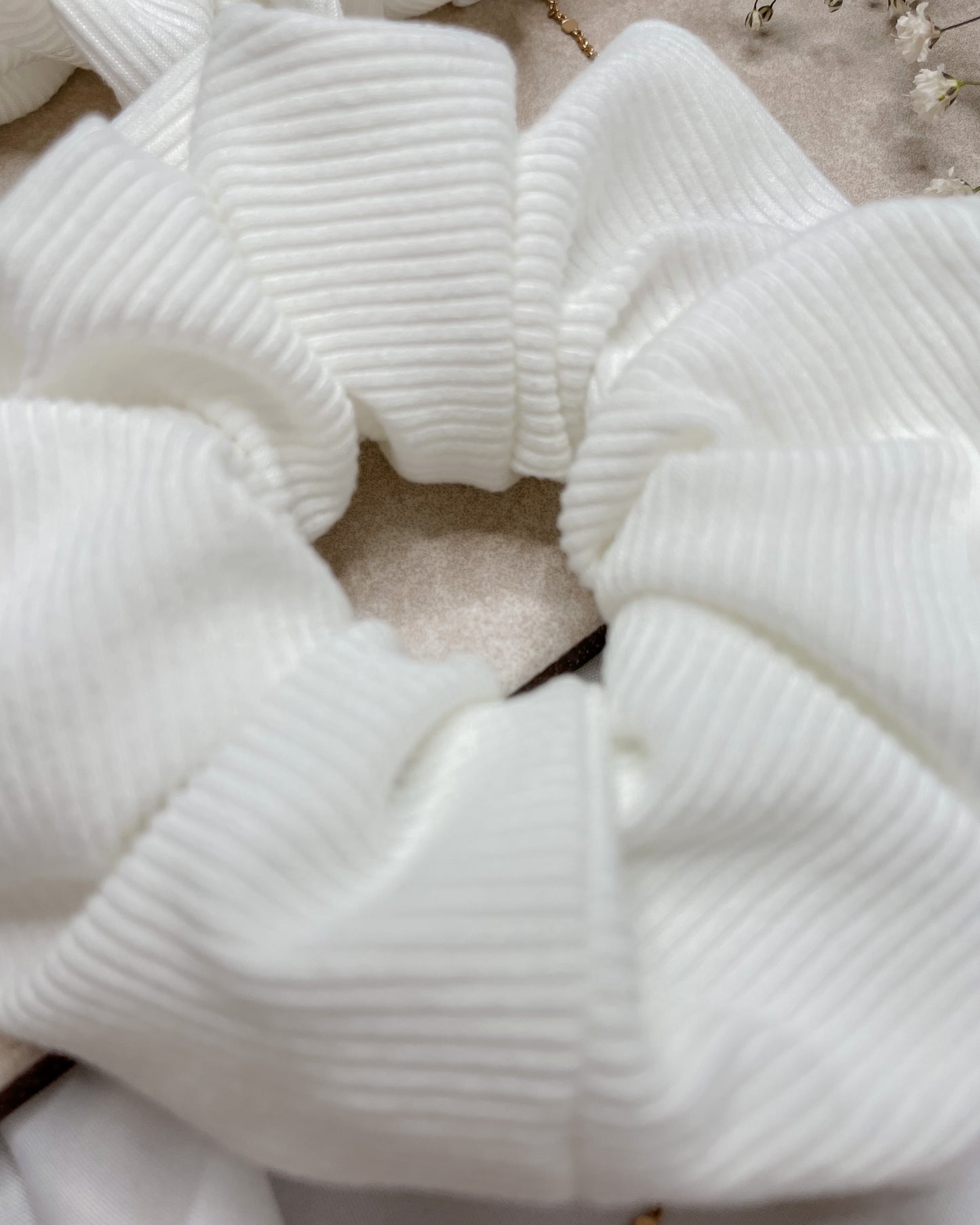 White Ribbed Knit Scrunchie