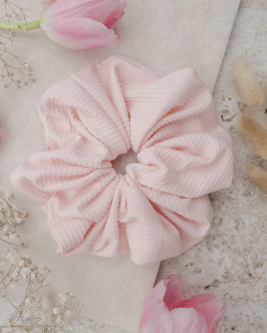 Baby Pink Ribbed Knit Scrunchie