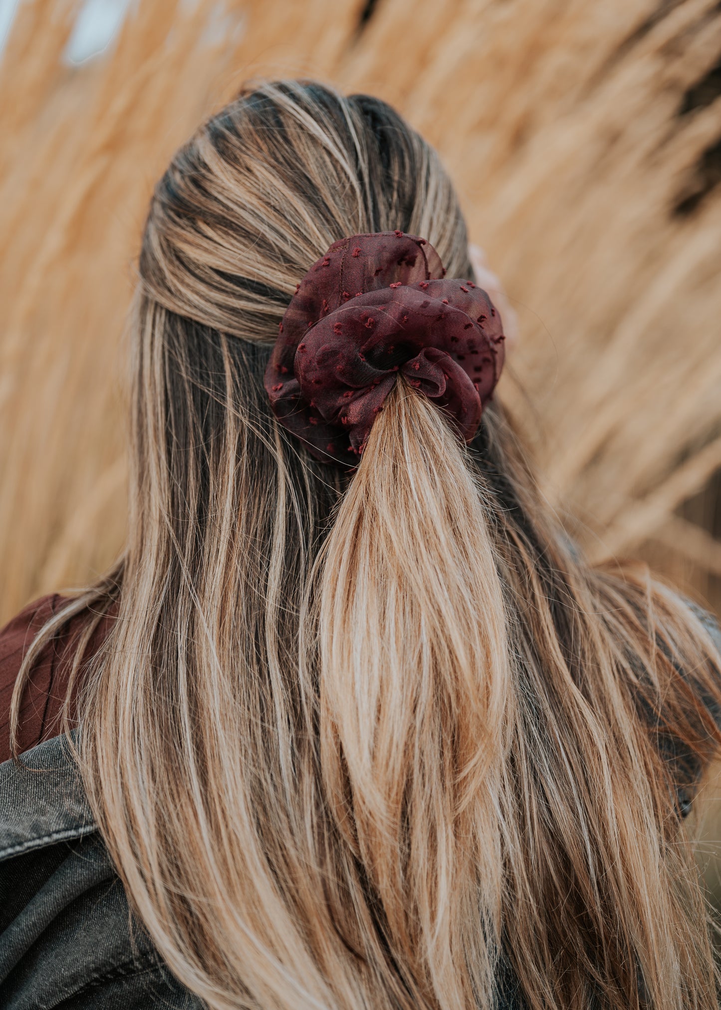 Plum Organza dot XL scrunchie