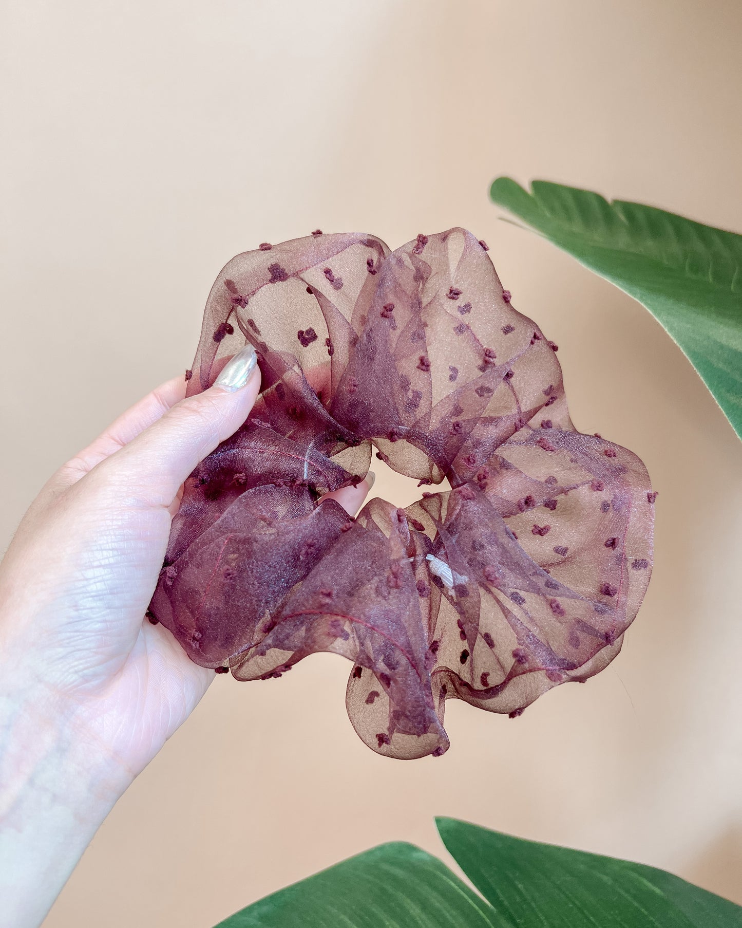 Plum Organza dot XL scrunchie