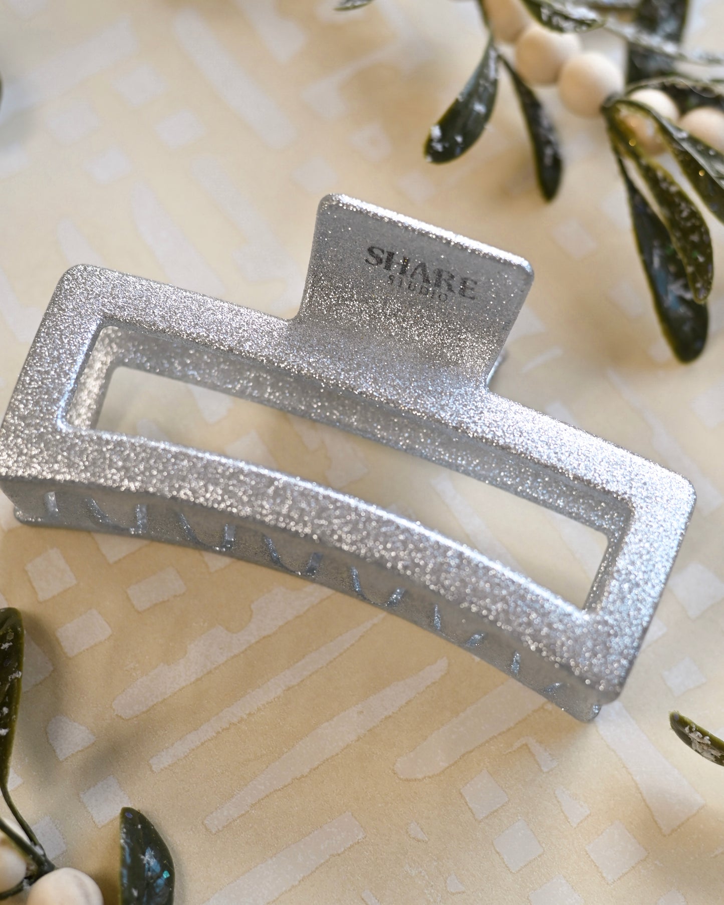 Silver Glitter Jumbo Claw Clip