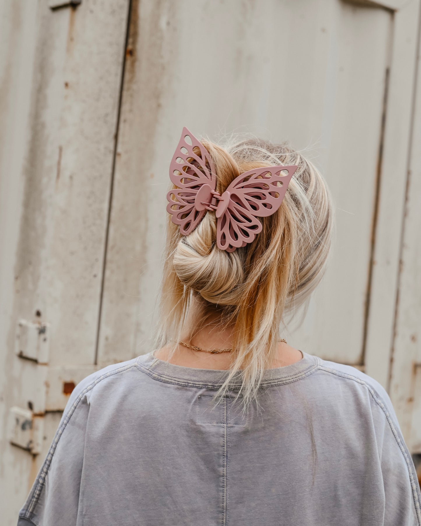 Dusty Pink Jumbo Butterfly Claw Clip