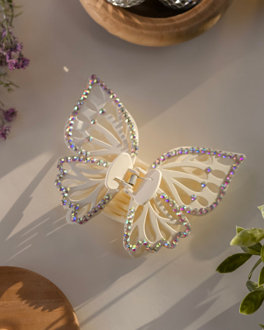 White Bedazzled Jumbo Butterfly