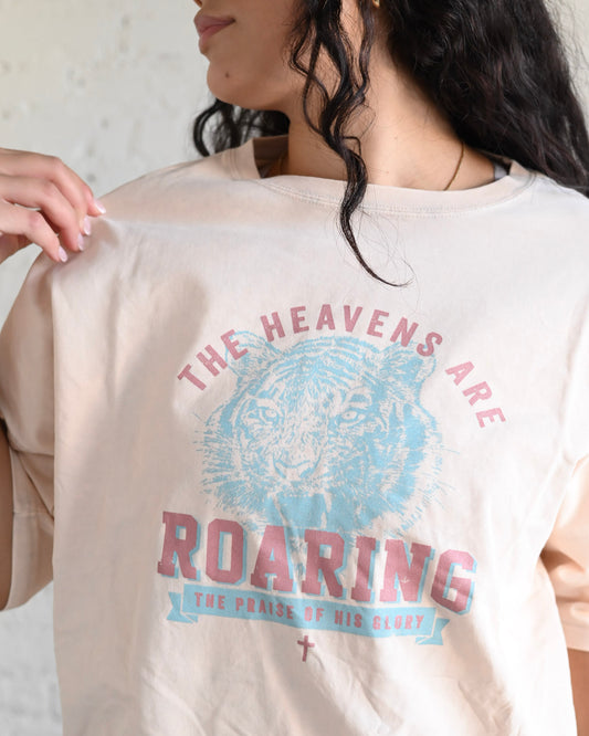 Vintage Tan "The Heavens are Roaring" Oversized Tee // SHARE STUDIO BRAND