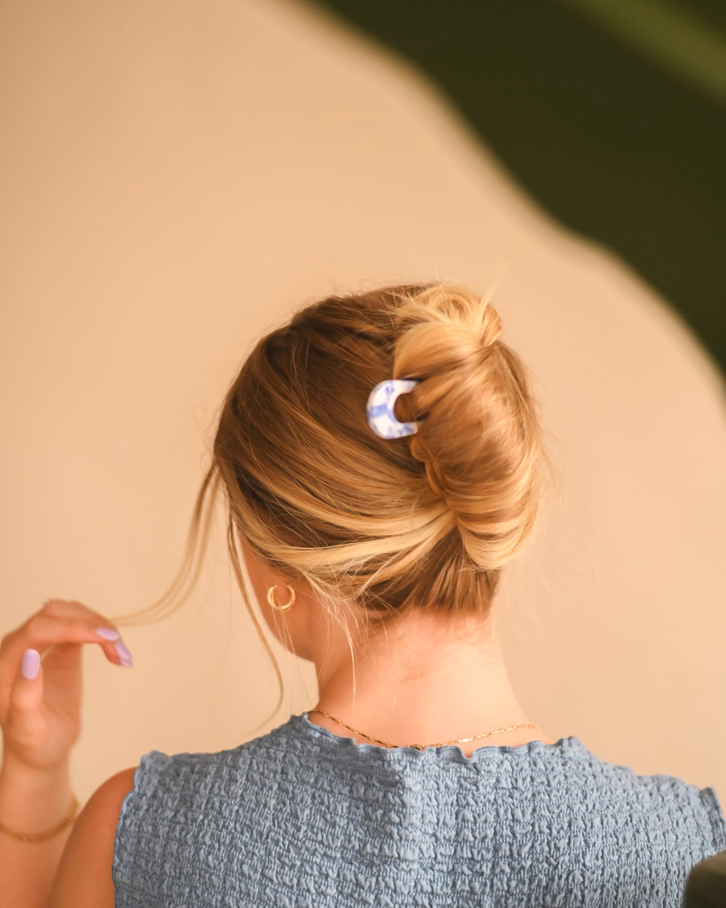 Blue Toile Hair Pin