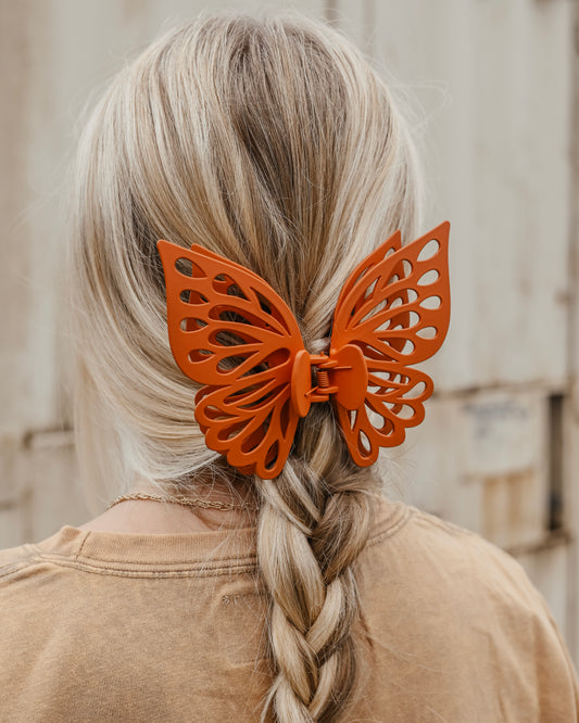 Burnt Orange Jumbo Butterfly Claw Clip