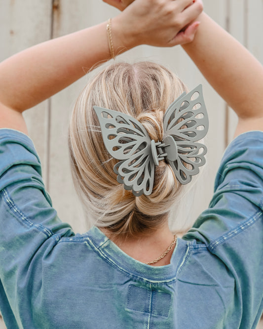 Sage Green Jumbo Butterfly Claw Clip