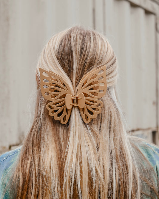 Tan Jumbo Butterfly Claw Clip