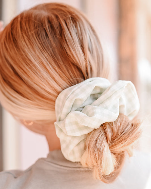 Green and Cream Plaid XL Scrunchie