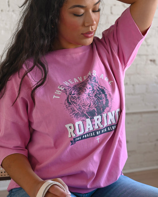 Vintage Pink "The Heavens are Roaring" Oversized Tee // SHARE STUDIO BRAND