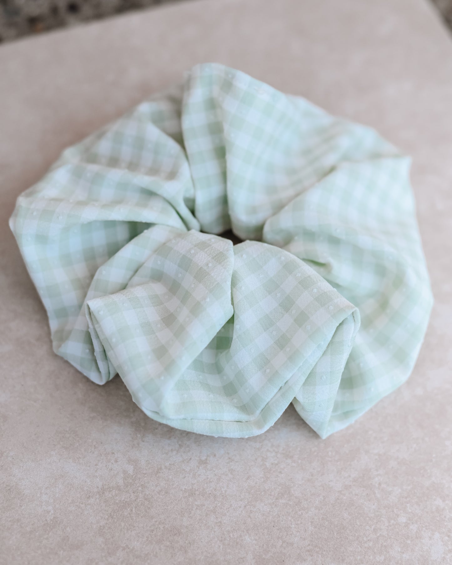 Green and Cream Plaid XL Scrunchie