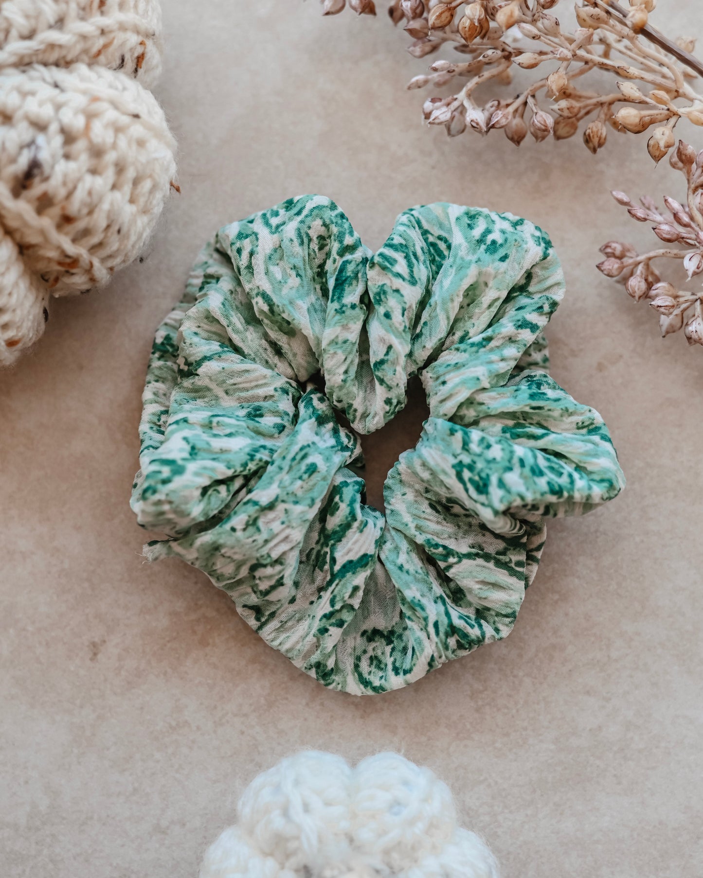 Evergreen Elegance Scrunchie Trio Set