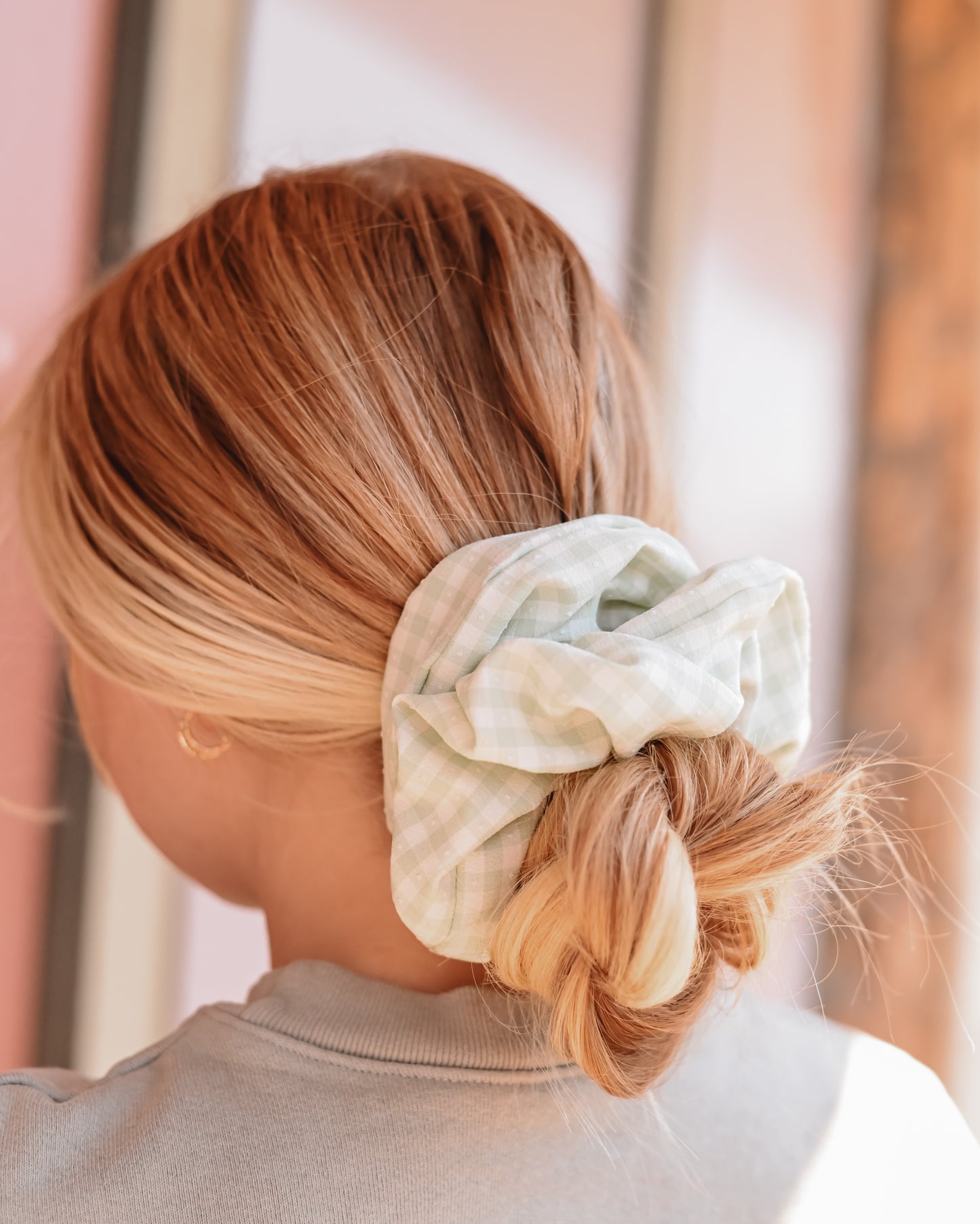 Green and Cream Plaid XL Scrunchie