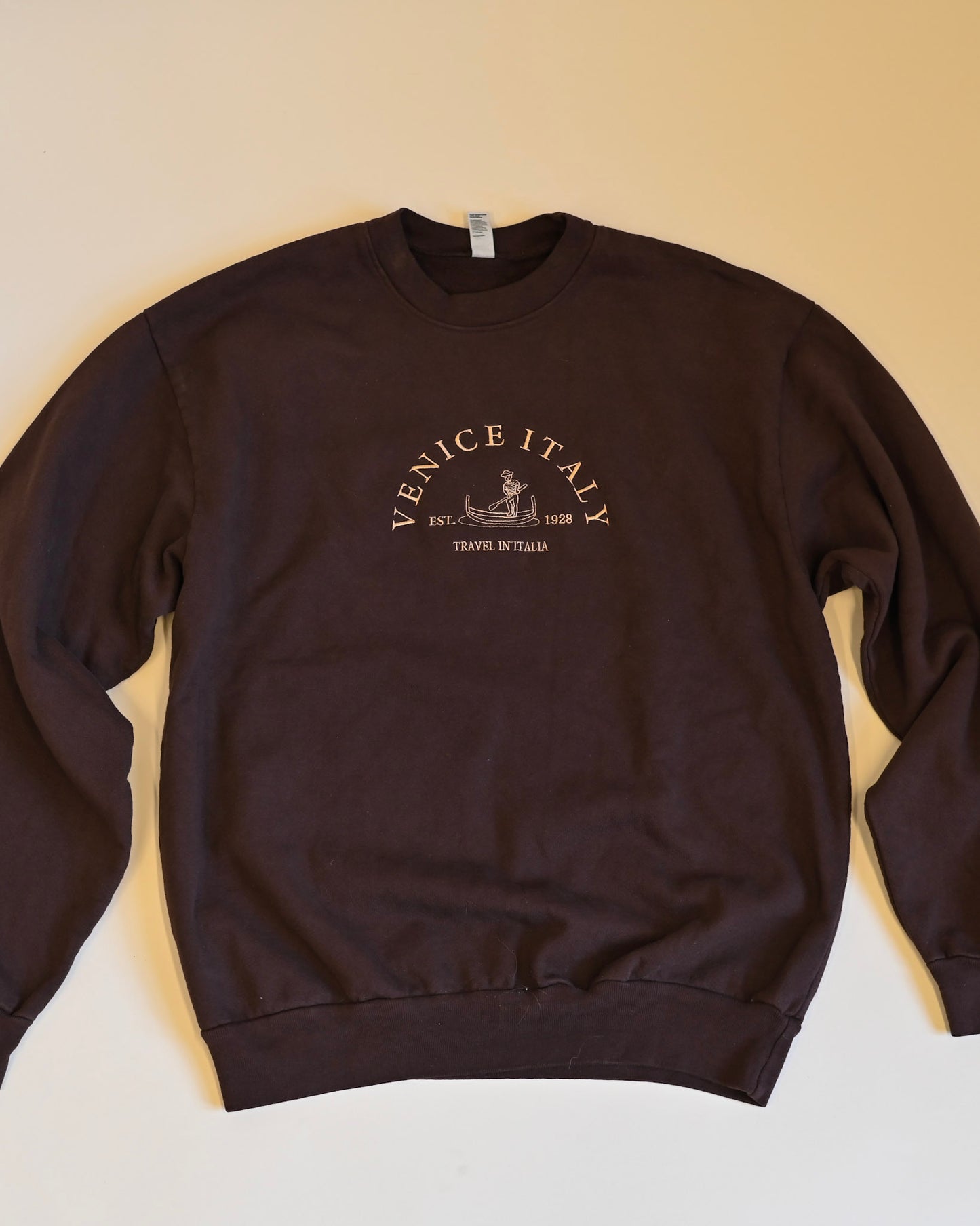 Venice Italy embroidered Heavy weight brown crewneck
