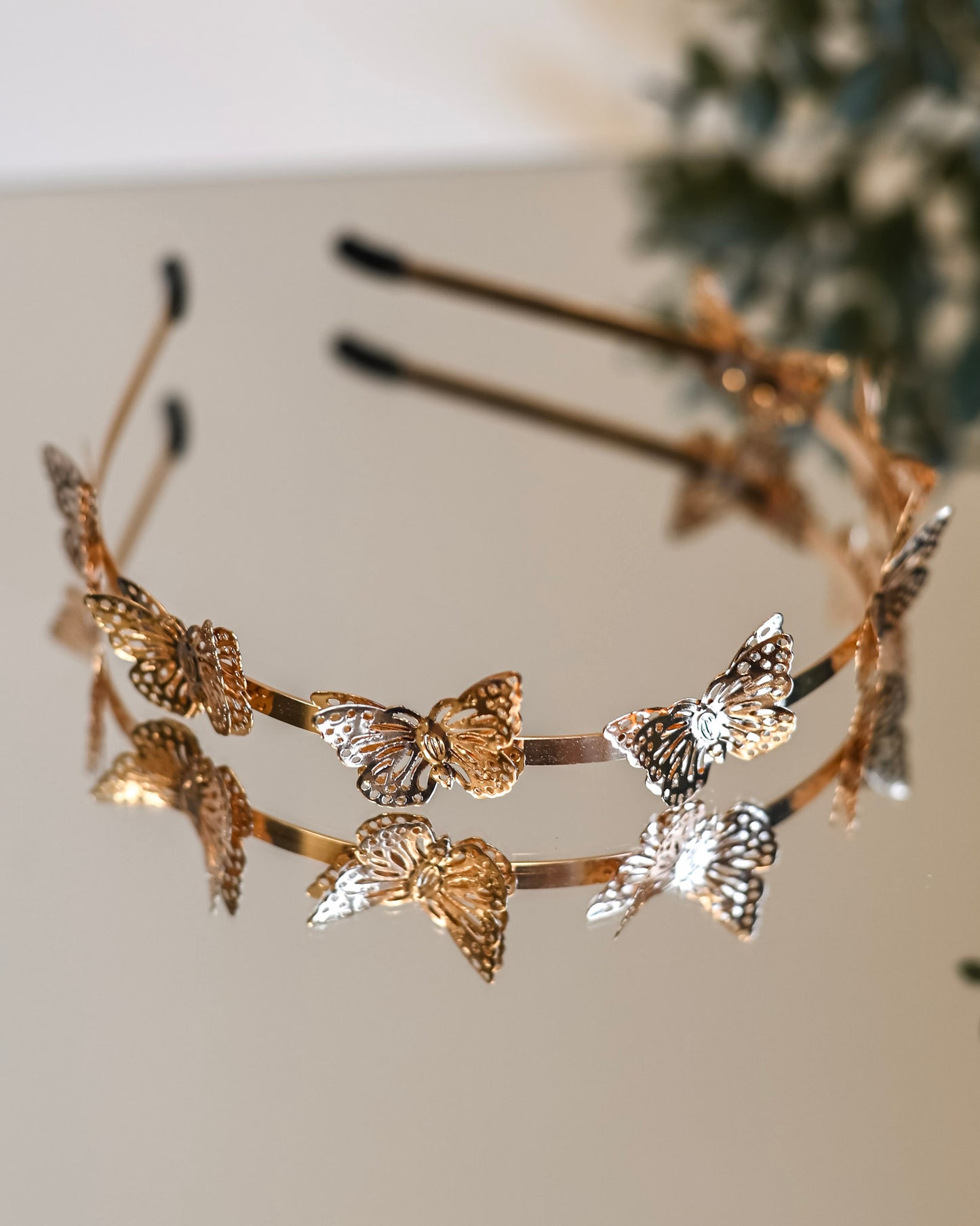Butterfly gold headband