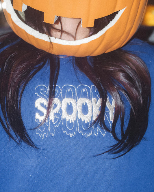 Navy spooky embroidered crewneck