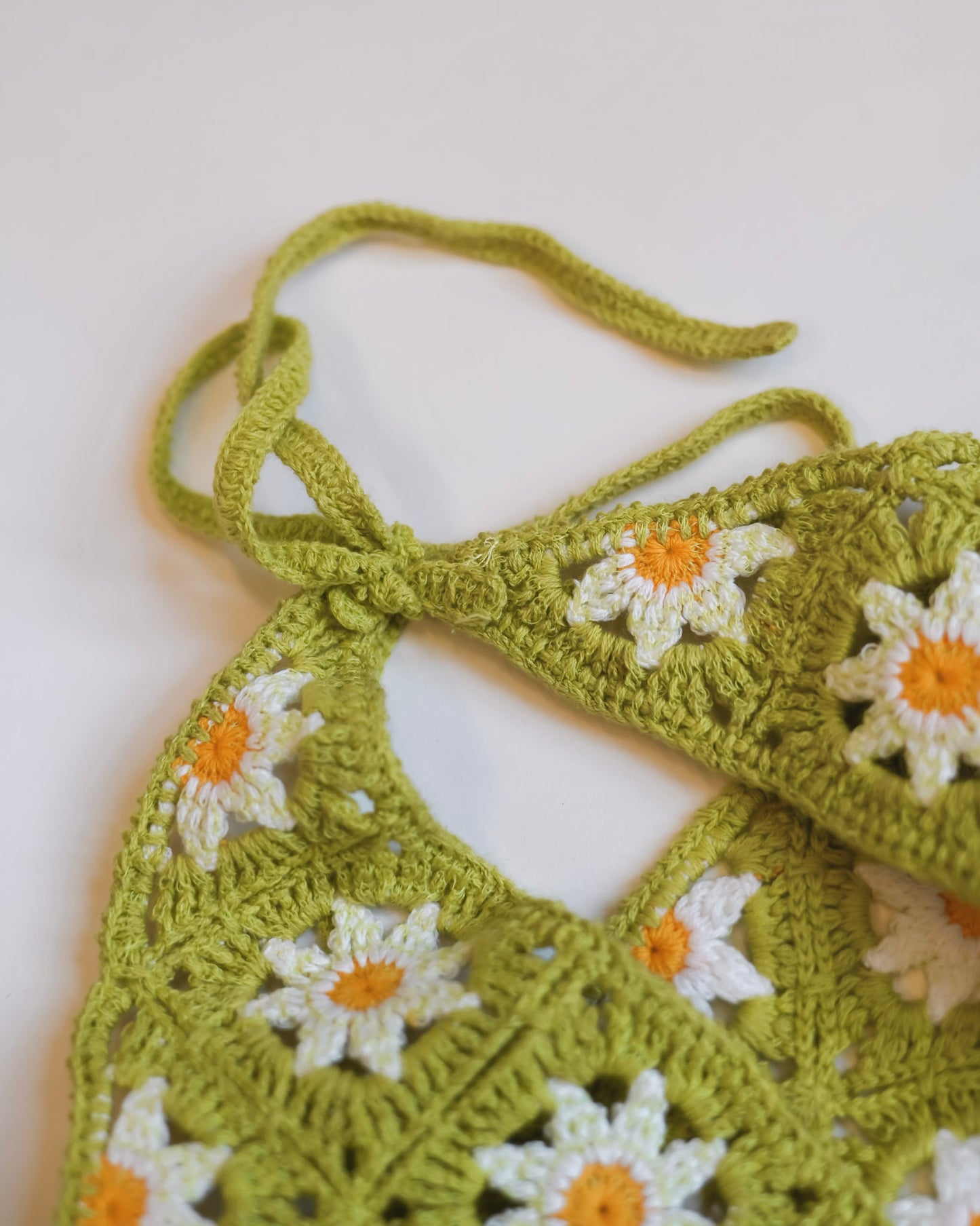Green floral crochet bandana