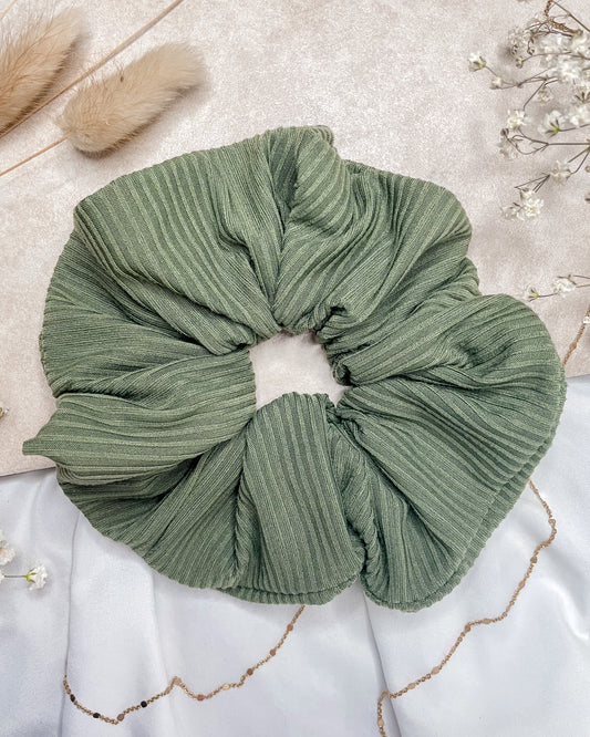 Green Ribbed Knit Scrunchie
