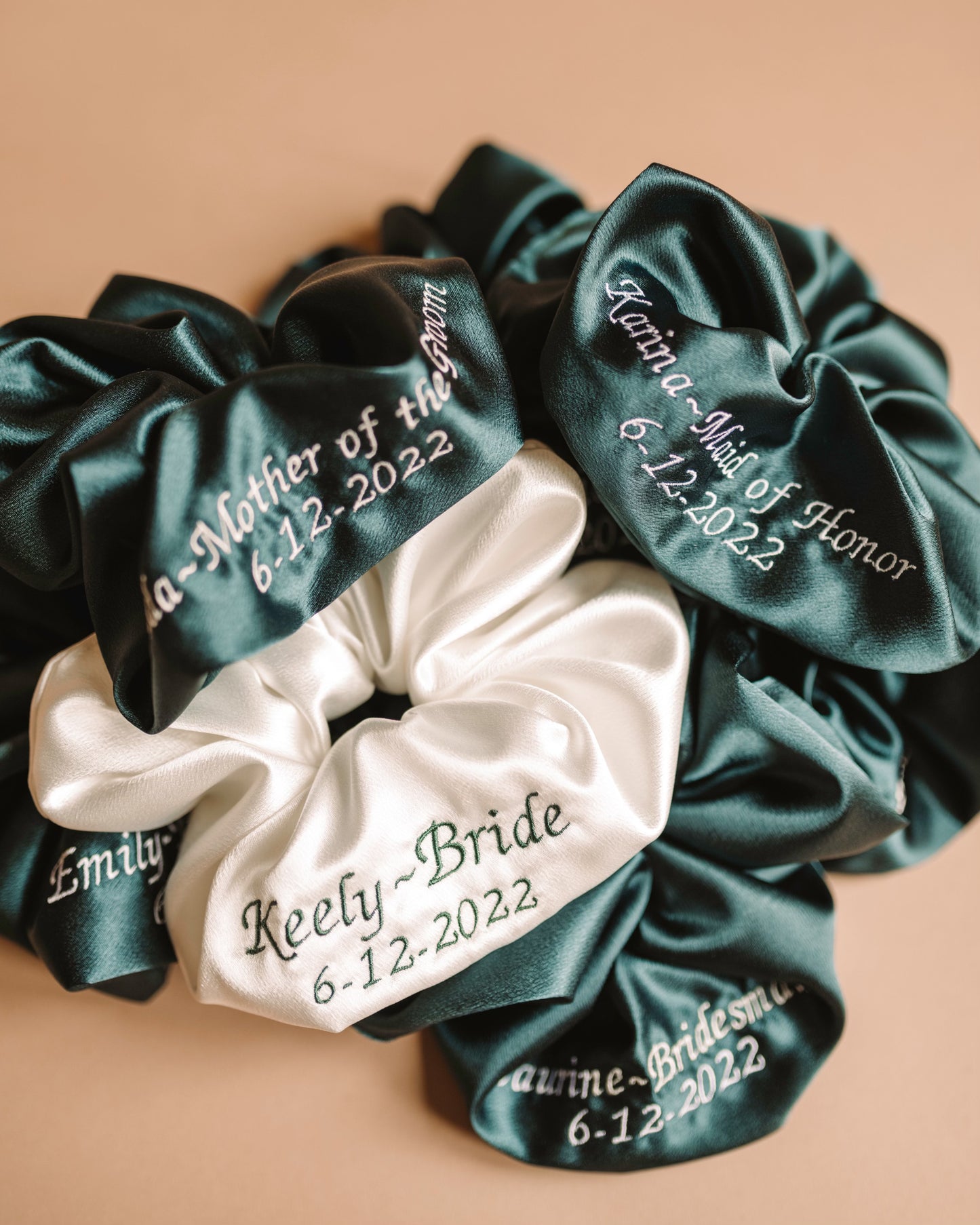 Custom Embroidered Bridal Scrunchie