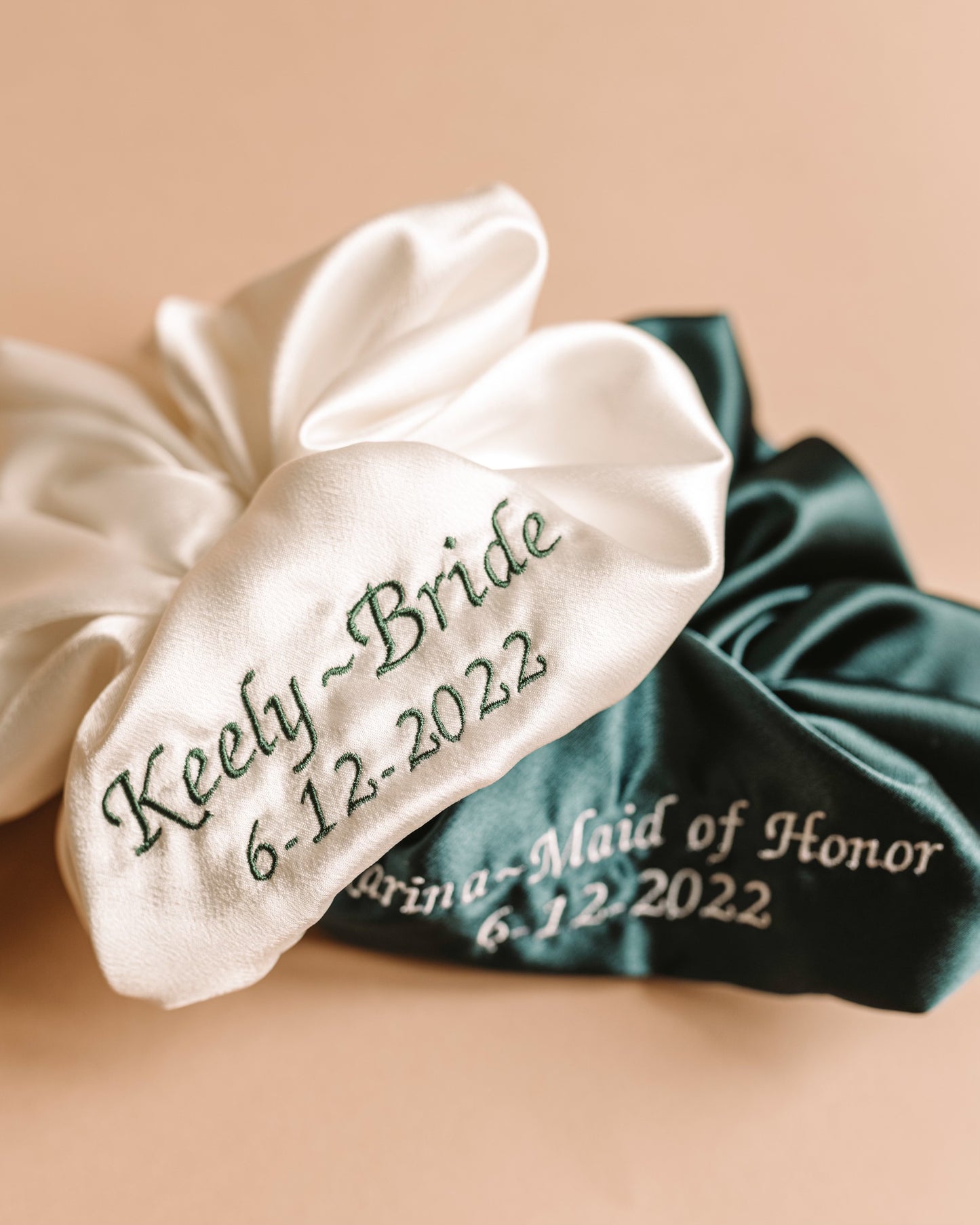 Custom Embroidered Bridal Scrunchie